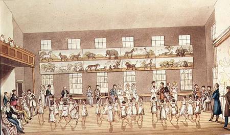 Mr Owen's Institution, New Lanark (Quadrille Dancing), engraved by George Hunt à École anglaise de peinture