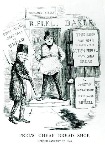 Peel''s Cheap Bread Shop, Opened January 22, 1846'', cartoon from ''Punch'' magazine, c.1846 à École anglaise de peinture