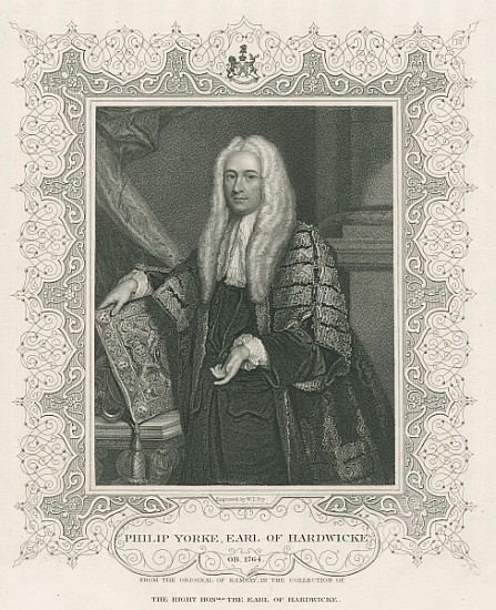 Philip Yorke, 1st Earl of Hardwicke, from ''Lodge''s British Portraits'' à École anglaise de peinture