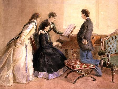 The Piano Recital (w/c & pencil on paper) à École anglaise de peinture