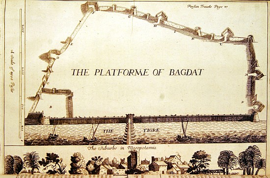 Plan of Baghdad, from an English translation of ''Les Six Voyages de J.B. Tavernier'' à École anglaise de peinture