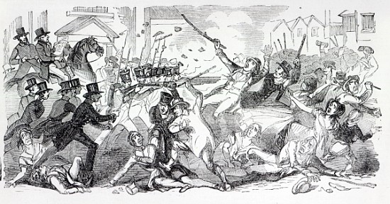 Plug Plot Riot in Preston, illustration from ''The Illustrated London News'', August 1842 à École anglaise de peinture
