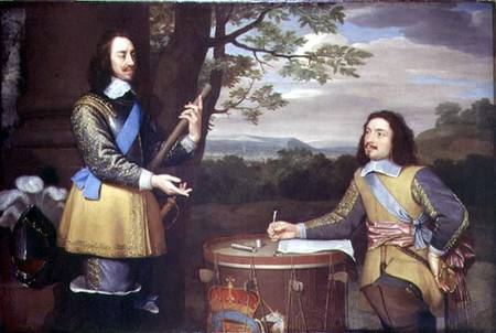Portrait of Charles I (1600-49) and Sir Edward Walker (1612-77) à École anglaise de peinture
