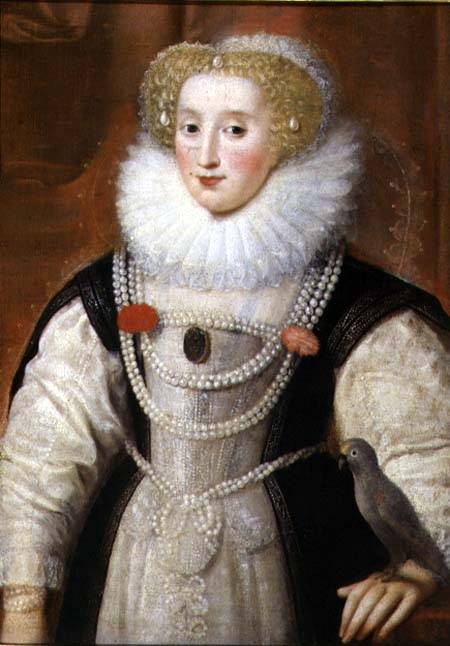 Portrait of an Elizabethan Lady with a Parrot à École anglaise de peinture