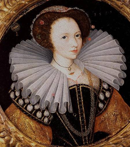 Portrait of a Lady with a Large Ruff, an Armillary Sphere in the Background à École anglaise de peinture