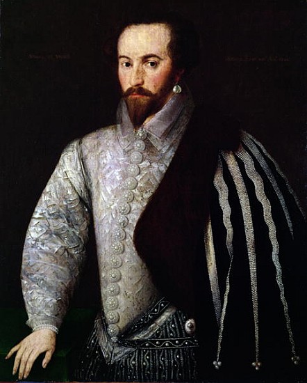 Portrait of Sir Walter Raleigh (1554-1618) 1588 à École anglaise de peinture