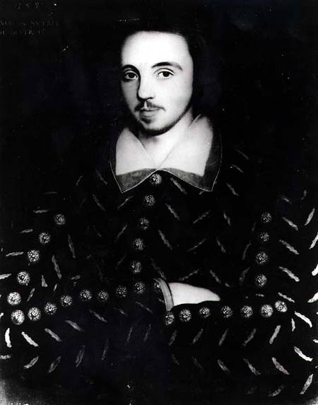 Portrait said to be Christopher Marlowe (1564-93)  (b&w photo) à École anglaise de peinture