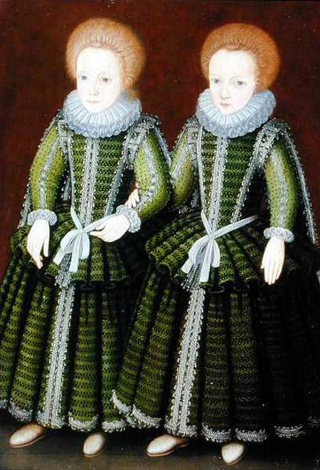 Portrait of Sarah and Elizabeth Poulett of Hinton St. George, Somerset à École anglaise de peinture