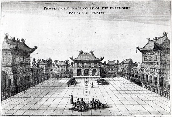 Prospect of the Inner Court of the Emperor''s Palace at Pekin à École anglaise de peinture