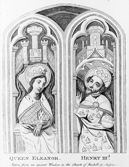 Queen Eleanor and Henry III, taken from an ancient window in the Church of Boxhill, Sussex à École anglaise de peinture