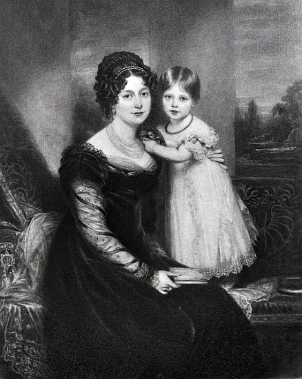 Queen Victoria as an infant with her mother the Duchess of Kent, c.1822 à École anglaise de peinture
