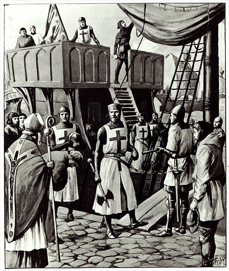 Richard I sets sail for the Holy Land à École anglaise de peinture