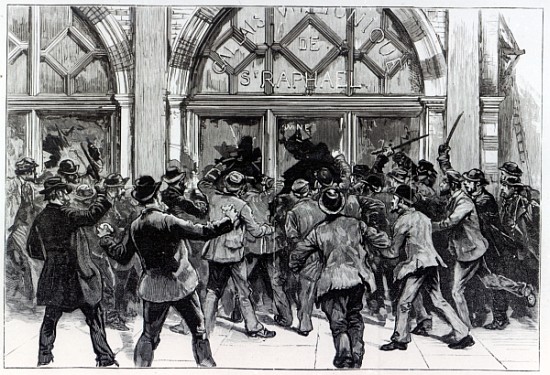 Rioting in the West End of London, illustration from ''The Graphic'', February 13th 1886 à École anglaise de peinture