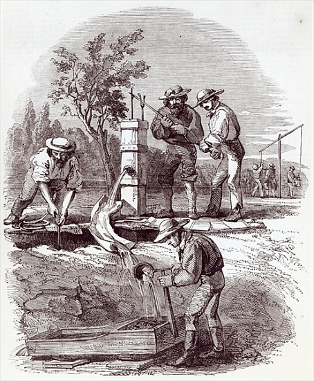 River-bed claim on the Turon, from ''The Illustrated London News'', 21st August 1852 à École anglaise de peinture