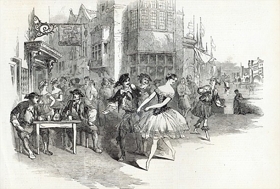 Scene from the new Ballet of ''The Wags of Wapping'', at Drury-Lane Theatre, from The Illustrated Lo à École anglaise de peinture