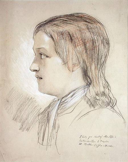 Study for the Head of Alex Pope: introduction to Dryden, At Butler's Coffee House (pencil, chalk & à École anglaise de peinture