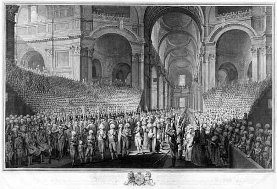 Thanksgiving service in St.Paul''s Cathedral, celebrating the recovery of King George III, 23rd Apri à École anglaise de peinture