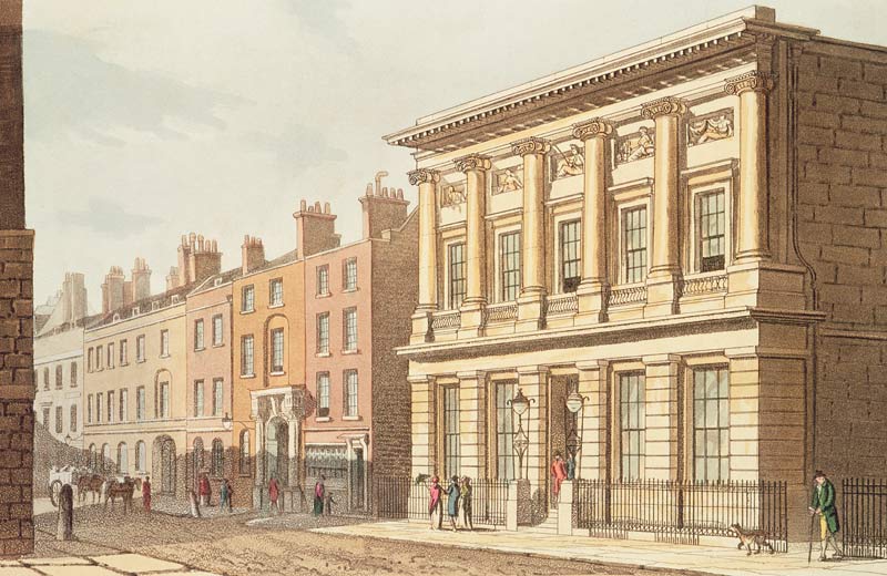 The London Commercial Sale Rooms, from ''R.Ackermann''s Repository of Arts'' 1813 à École anglaise de peinture