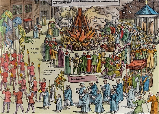 The Burning of the Remains of Martin Bucer (1491-1551) and Paul Fagius (1504-49) on Market Hill in C à École anglaise de peinture