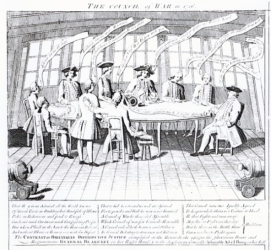 The Council of War in 1756 à École anglaise de peinture