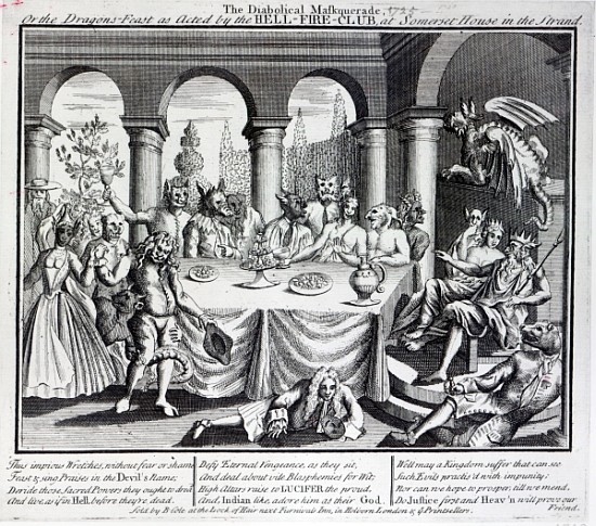The diabolical maskquerade, or the the dragons-feast as acted the Hell-Fire-Club, at Somerset House  à École anglaise de peinture