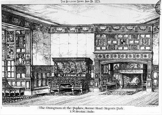 The Dining Room at the Poplars, Avenue Road, Regents Park, from ''The Building News'', 19th Septembe à École anglaise de peinture