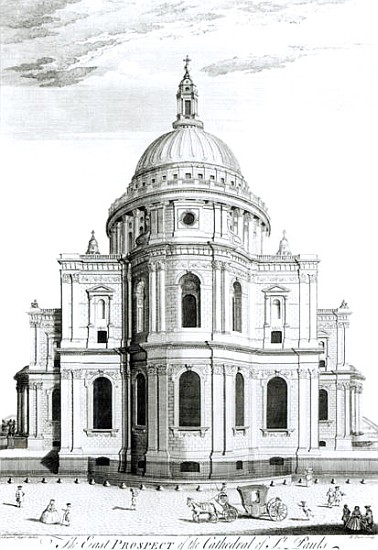 The East Prospect of St. Paul''s Cathedral; engraved by R. Parr (fl.1723-50) à École anglaise de peinture