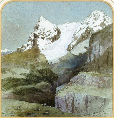 The Eiger and Monch From Near Murron à École anglaise de peinture