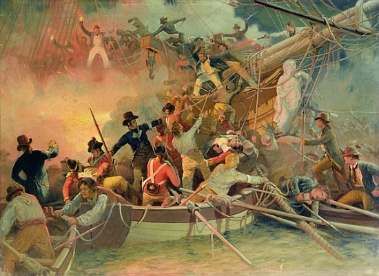 The English navy conquering a French ship near the Cape Camaro à École anglaise de peinture