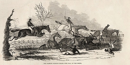 The Harrow Steeple Chase: The Fall at the Brook, from ''The Illustrated London News'', 26th April 18 à École anglaise de peinture