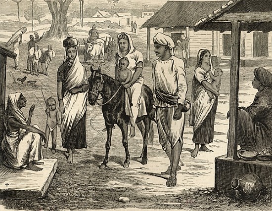The Indian Famine: A Bengalee Village, from ''The Illustrated London News'', 16th May 1874 à École anglaise de peinture