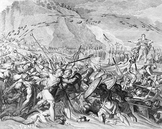 The Landing of Julius Caesar in England in 55 BC à École anglaise de peinture