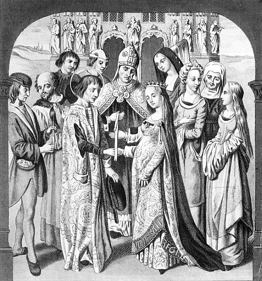 The Marriage of Henry VI and Margaret of Anjou; engraved by Freeman à École anglaise de peinture