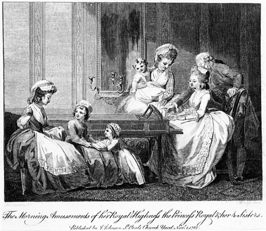 The Morning Amusements of her Royal Highness the Princess Royal and her 4 Sisters à École anglaise de peinture