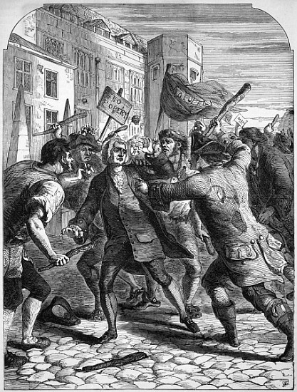 The ''No Popery'' rioters attacking the Members of Parliament in Palace Yard à École anglaise de peinture