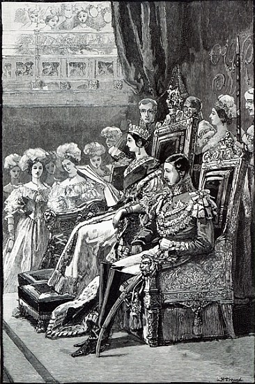 The Queen Opening Parliament in 1846 à École anglaise de peinture