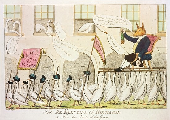 The Re-Electing of Reynard, or Fox the Pride of the Geese à École anglaise de peinture