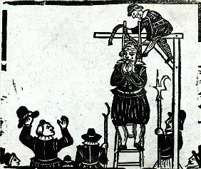 Scaffold with a man about to be hanged
