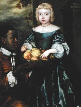 A Young Girl Being Offered a Basket of Fruit by a Servant