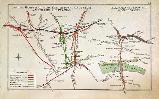 Transport map of London, c.1915 à École anglaise de peinture