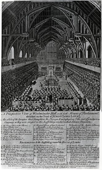 Trial of Simon Fraser, Lord Lovat, in Westminster Hall à École anglaise de peinture