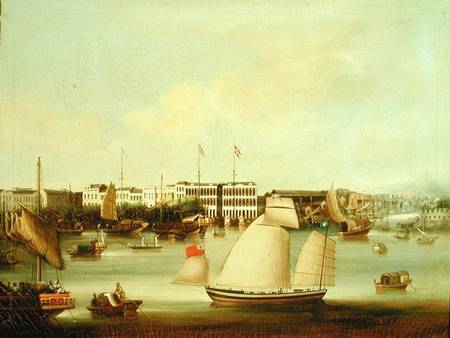 View of the Foreign Factories, Canton à École anglaise de peinture