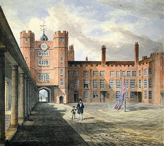 View of the courtyard at St. James''s Palace à École anglaise de peinture