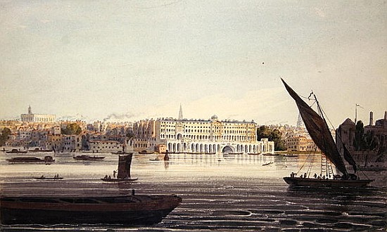 View of the River Front of New Somerset House, from Bankside à École anglaise de peinture
