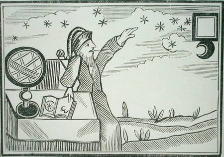 Wizard Consulting the Moon and the Stars, illustration from a collection of chapbooks on esoterica à École anglaise de peinture