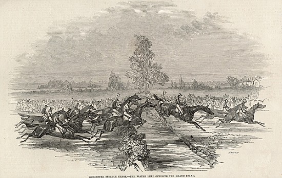 Worchester Steeple Chase: The Water Leap opposite the Grand Stand, from ''The Illustrated London New à École anglaise de peinture