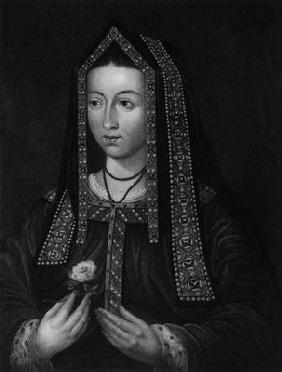Portrait of Elizabeth of York (1467-1503) (engraving) (b/w photo)
