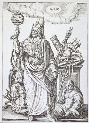 Ideal figure of Hermes Trismegistus, copy of illustration from 'De Divinatione et Magicis Praestigii à Ecole anglaise, (17ème siècle) (d'après)