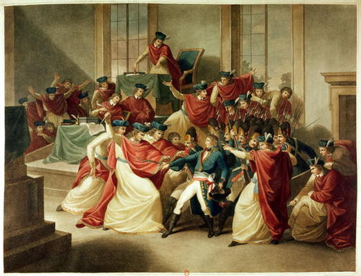 Coup d'Etat of 18 Brumaire, November 10th, 1799 (colour litho) à Ecole anglaise, (18ème - 19ème siècle)