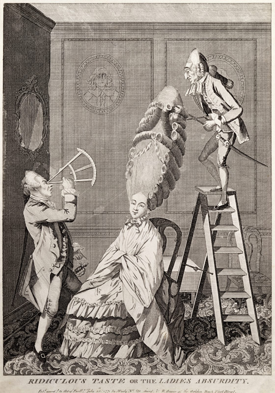 Ridiculous Taste or the Ladies Absurdity, pub. by A. Darly, London, 1771 (litho) à Ecole anglaise, (18ème siècle)